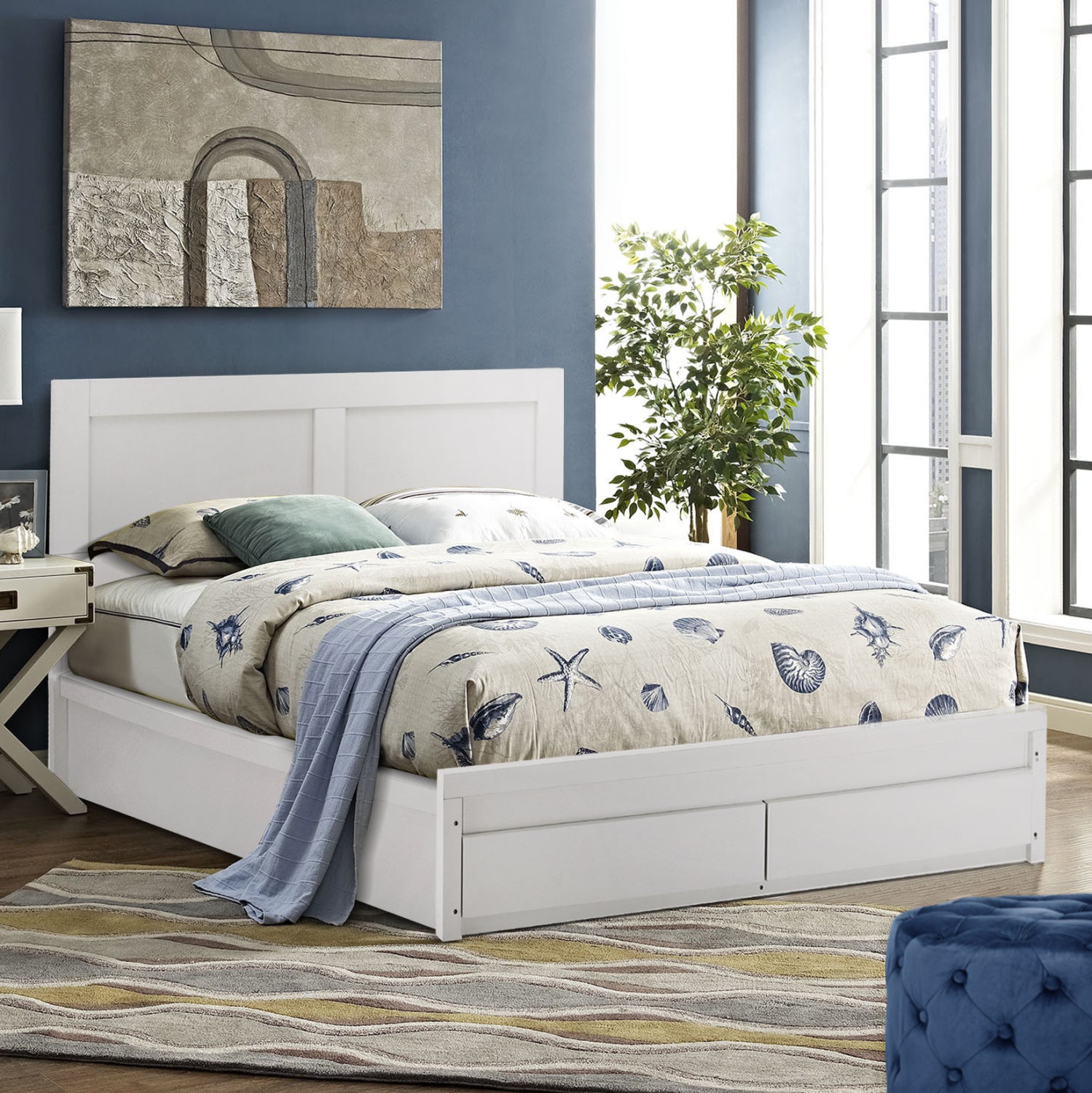 Κρεβατι Capri Με 2 Συρταρια Λευκο Για Στρωμα 160X200 Εκ.