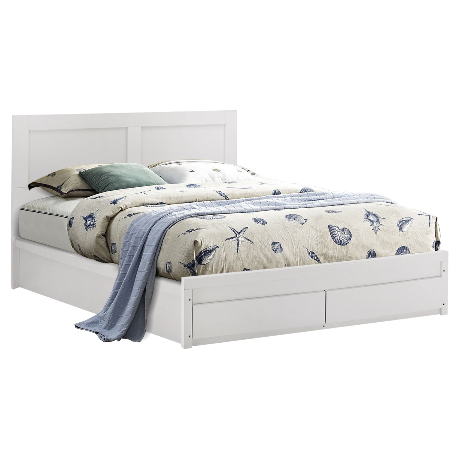 Κρεβατι Capri Με 2 Συρταρια Λευκο Για Στρωμα 160X200 Εκ.