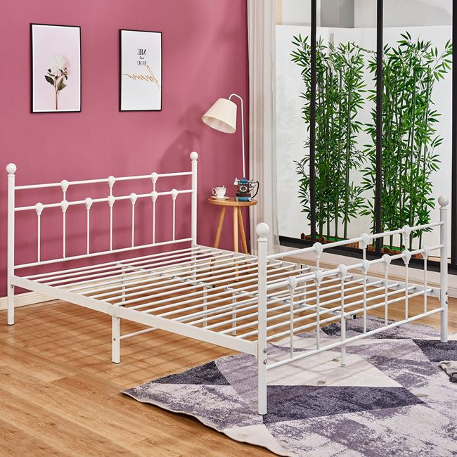 Κρεβατι Μεταλλικο Jacinda 150X200 Εκ. Λευκο Χρωμα