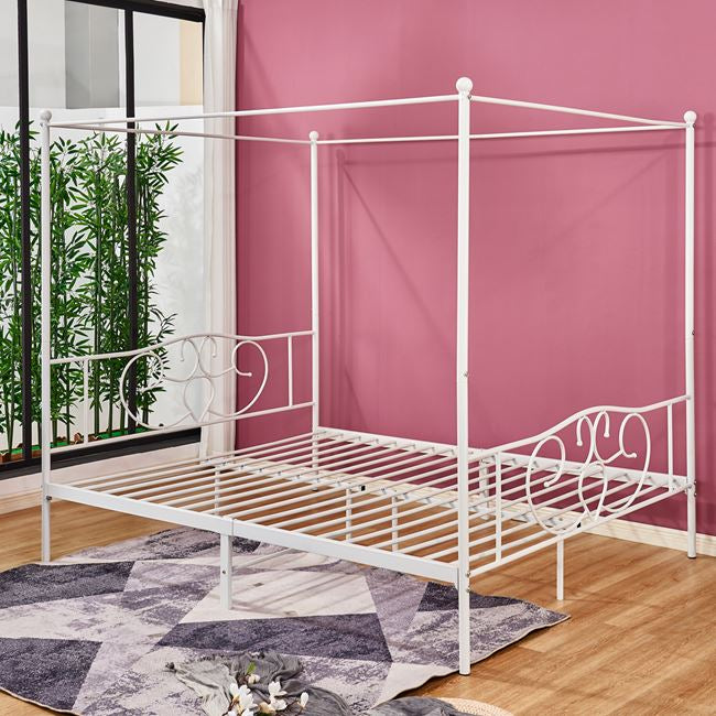 Κρεβατι Μεταλλικο Lalita Με Ουρανο Για Στρωμα 160X200 Εκ., Λευκο,