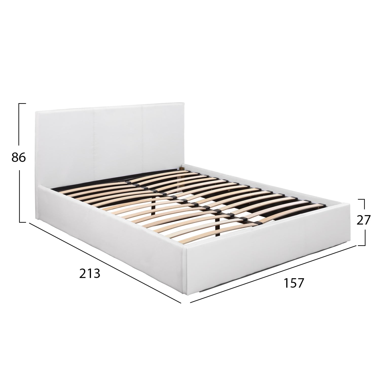 Κρεβατι Bobbi Pu Λευκο Με Αποθηκευτικο Χωρο 150X200 Εκ.