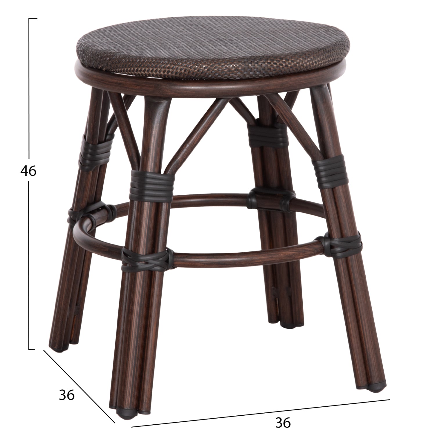 Σκαμπο Αλουμινιου Chino Bamboo Look Καφε-Textilene Καφε Φ36X46Υεκ.