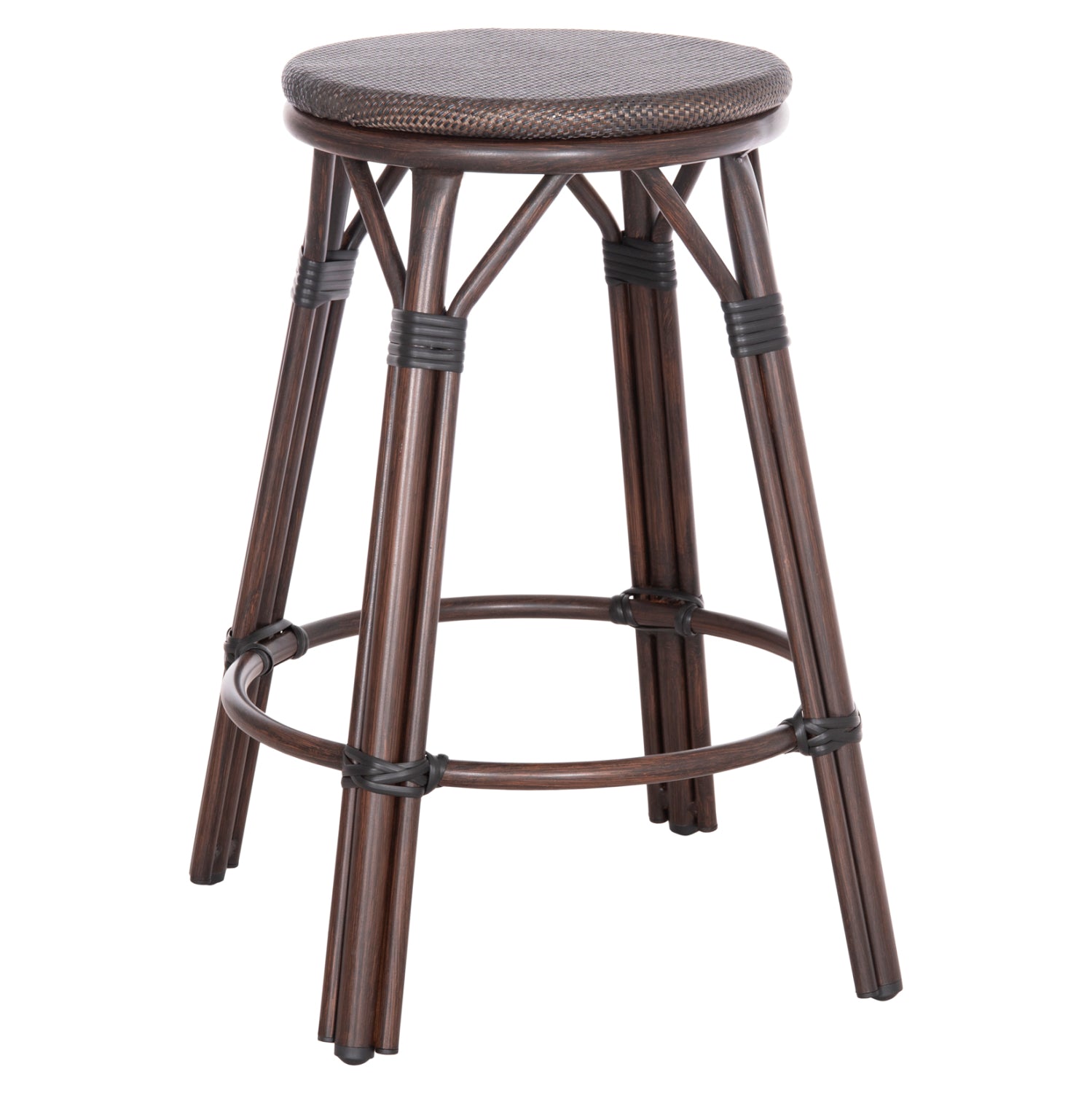 Σκαμπο Αλουμινιου Μεσ.Υψους Chino Bamboo Look & Textilene Καφε 43X43X65Υεκ