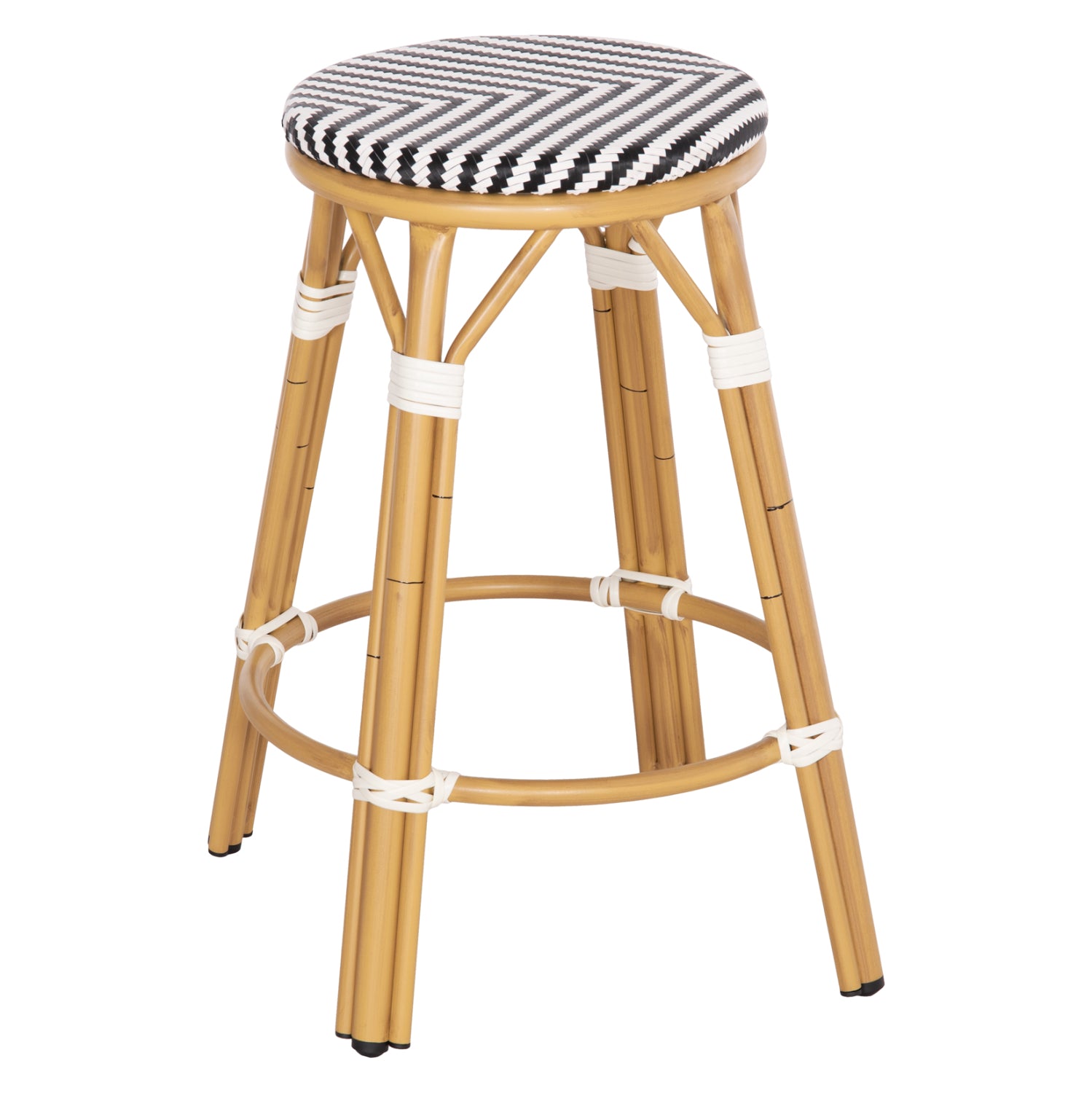 Σκαμπο Αλουμινιου Μεσ.Υψους Chino Bamboo Look & Textilene Μαυρο 43X43X65Υεκ