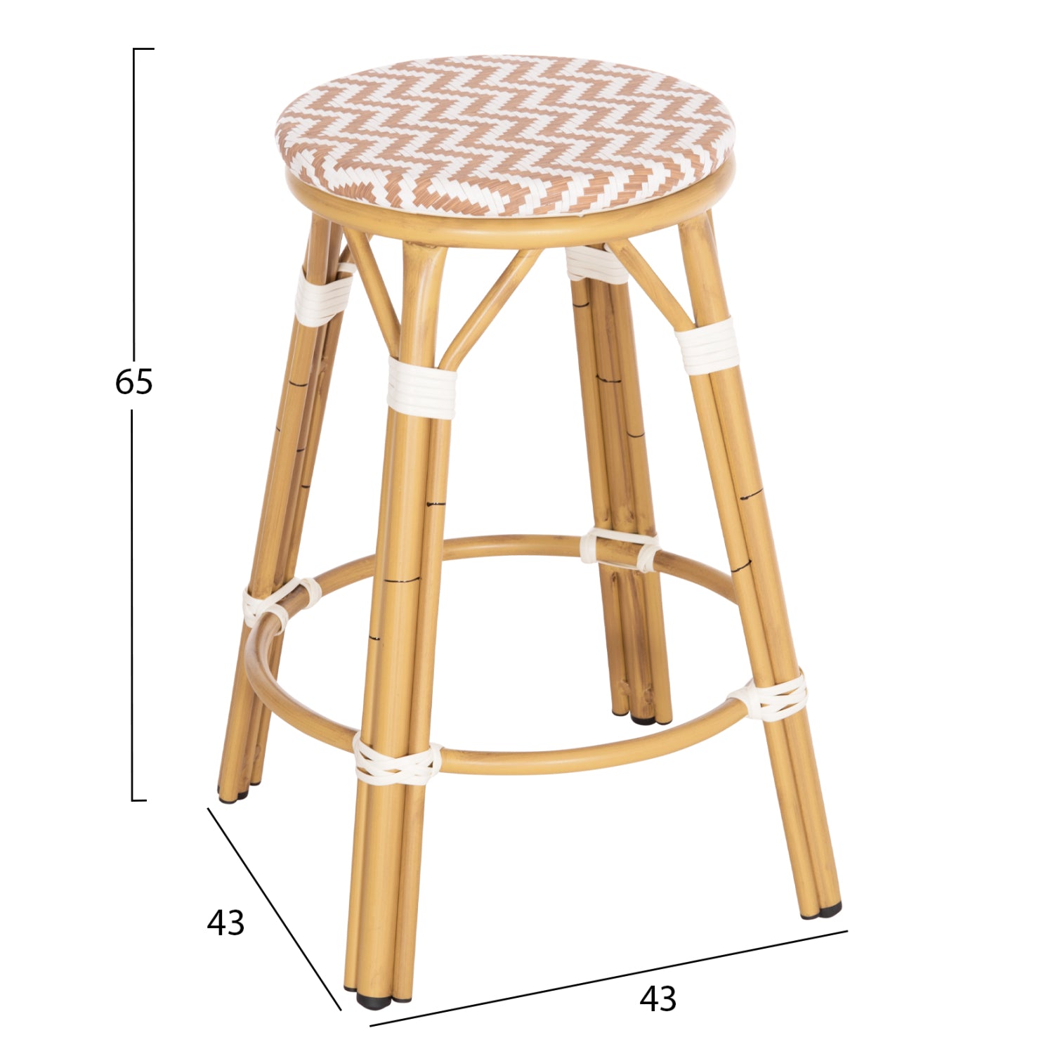 Σκαμπο Αλουμινιου Μεσ.Υψους Chino Bamboo Look Φυσικο & Textilene 43X43X65Υεκ