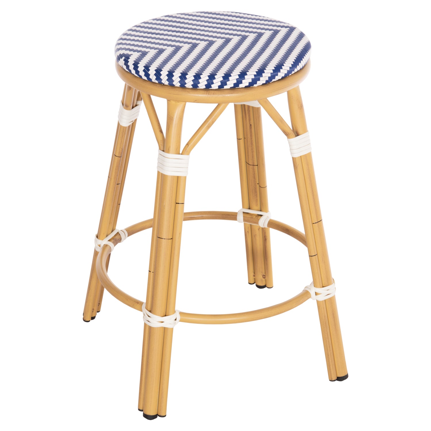 Σκαμπο Αλουμινιου Μεσ.Υψους Chino Bamboo Look & Textilene Μπλε 43X43X65Υεκ