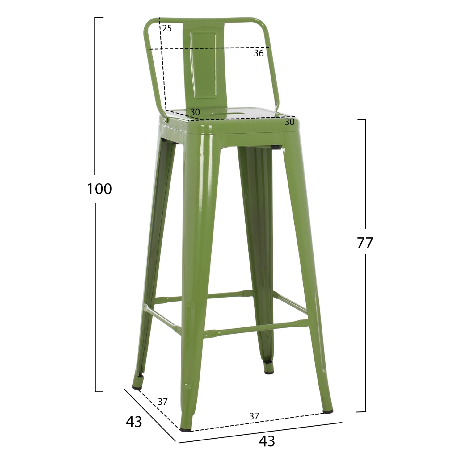 Σκαμπο Bar Me Πλατη Μεταλλικο Melita-Pro Light Olive Green 42X42X100Υεκ.