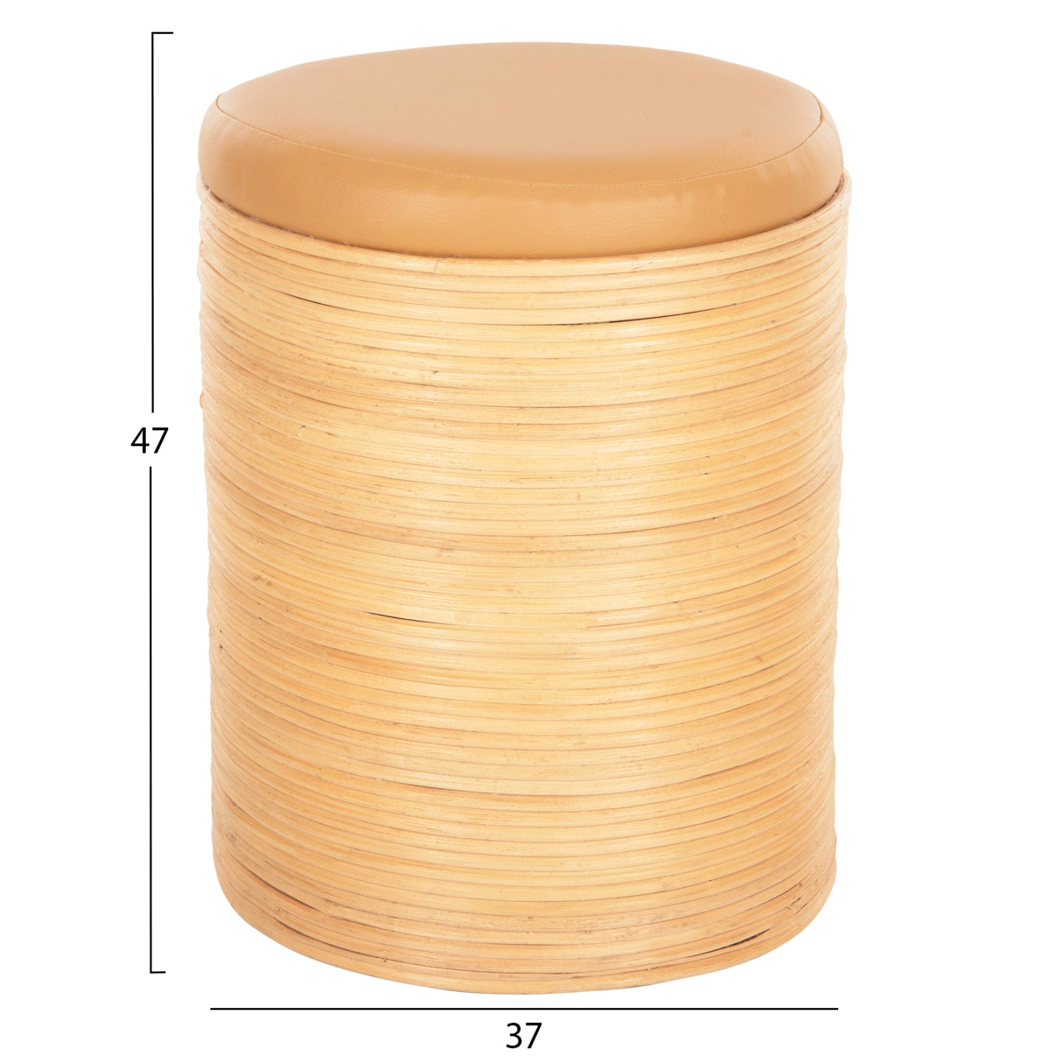 Σκαμπο Mitch Φυσικο Rattan-Καθισμα Απο Pu Μπεζ Φ37X47Υεκ.