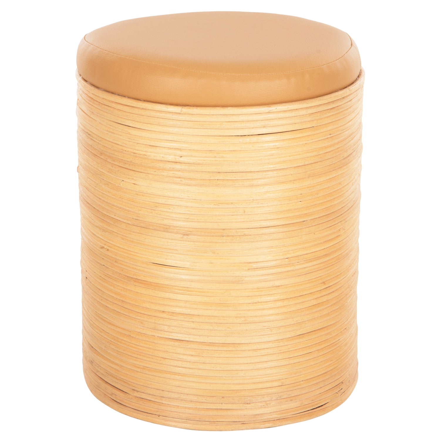 Σκαμπο Mitch Φυσικο Rattan-Καθισμα Απο Pu Μπεζ Φ37X47Υεκ.