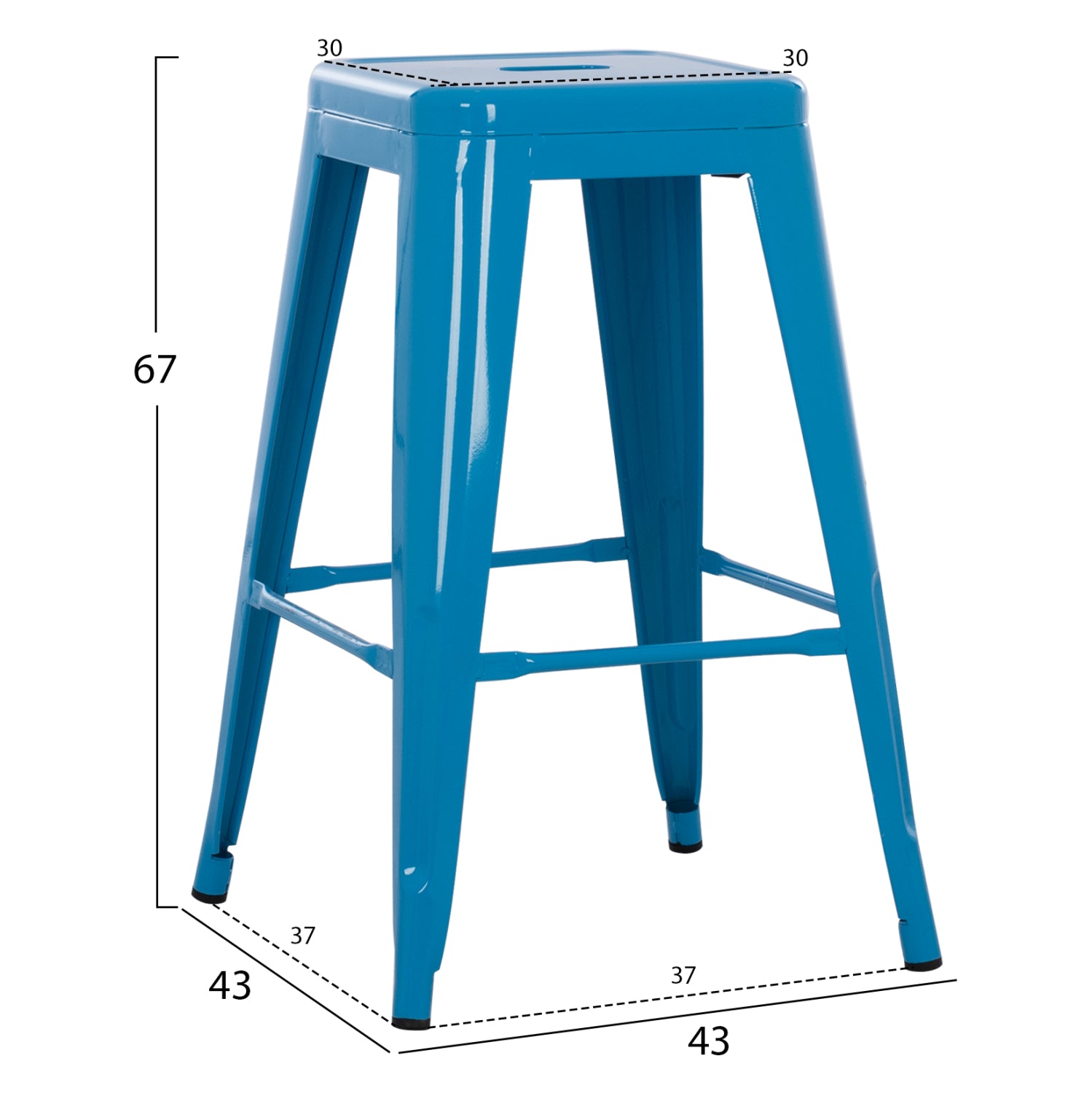 Σκαμπο Μεσαιου Υψους Μεταλλικο Melita-Pro Μπλε 43X43X67Υεκ.