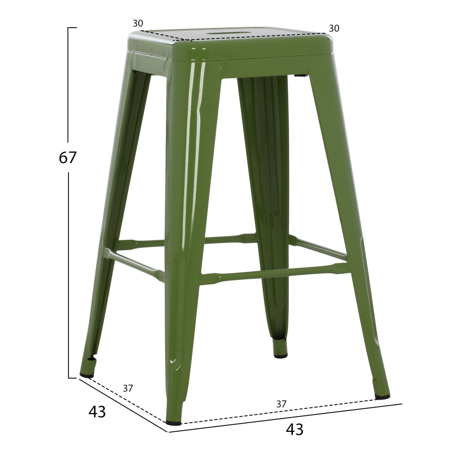 Σκαμπο Μεσαιου Υψους Μεταλλικο Melita-Pro Σε Light Olive Green 43X43X67Υεκ.