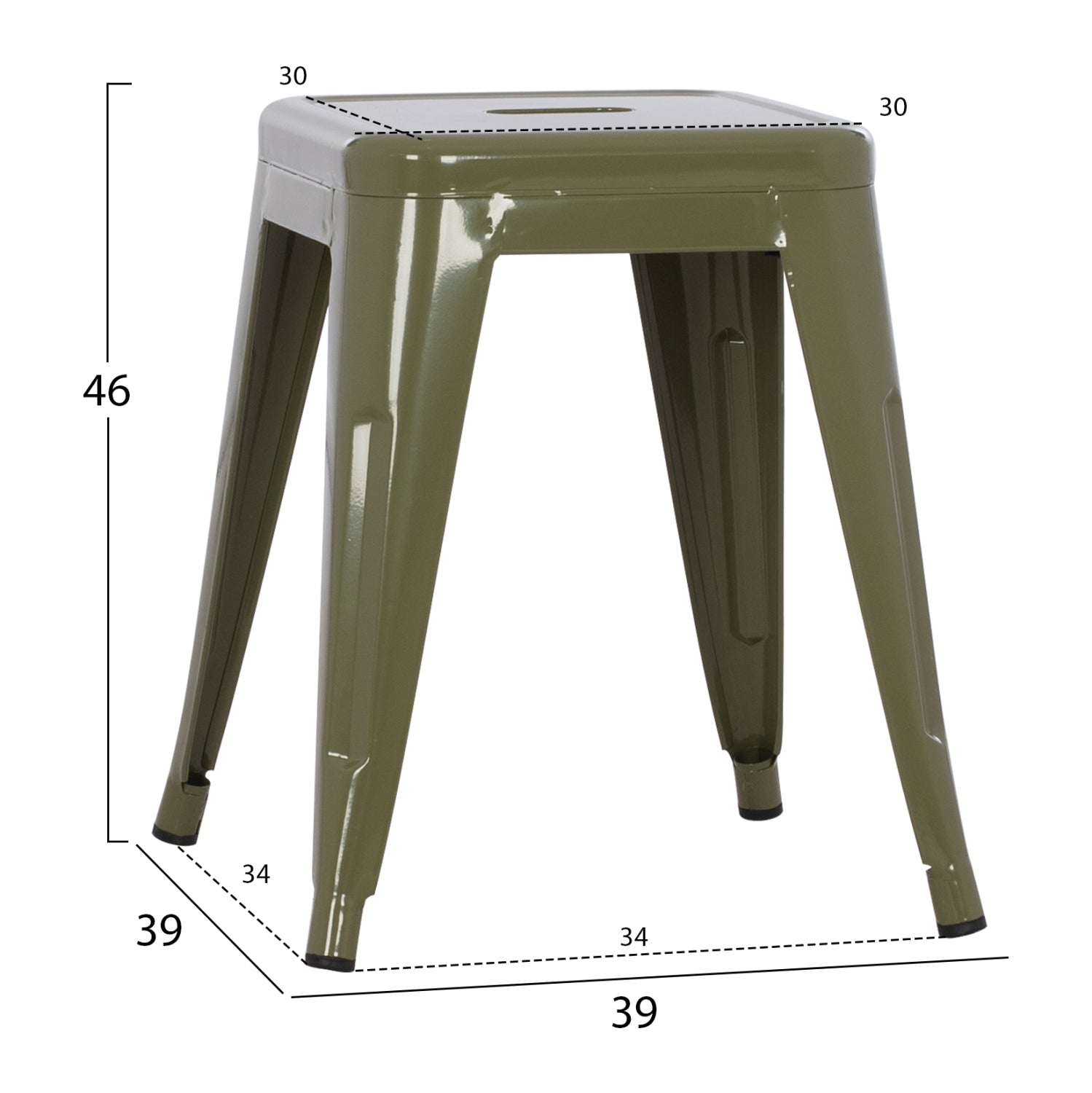 Σκαμπο Μεταλλικο Melita Σε Dark Olive Χρωμα 37X37X45Υεκ.