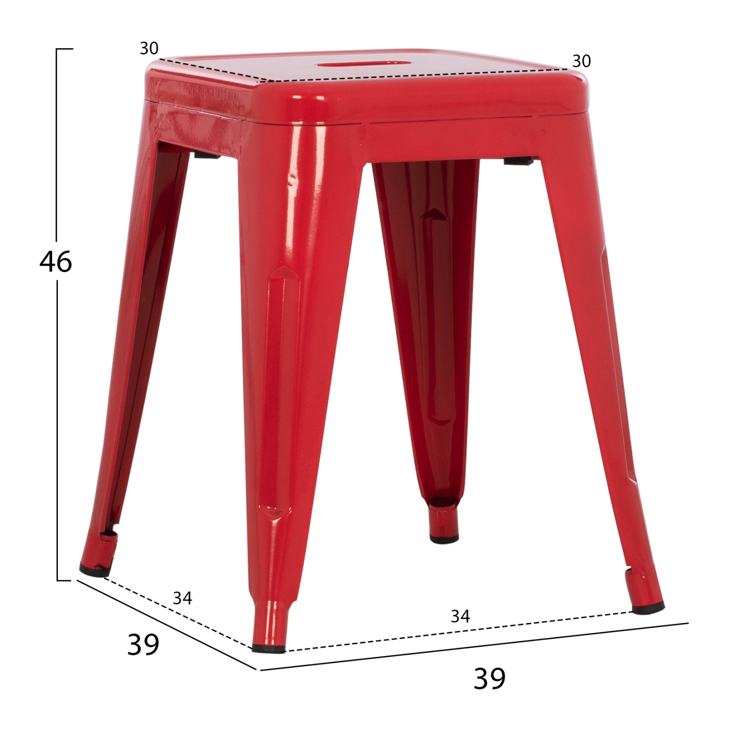 Σκαμπο Μεταλλικο Melita Σε Κοκκινο Χρωμα 37X37X45Υεκ.