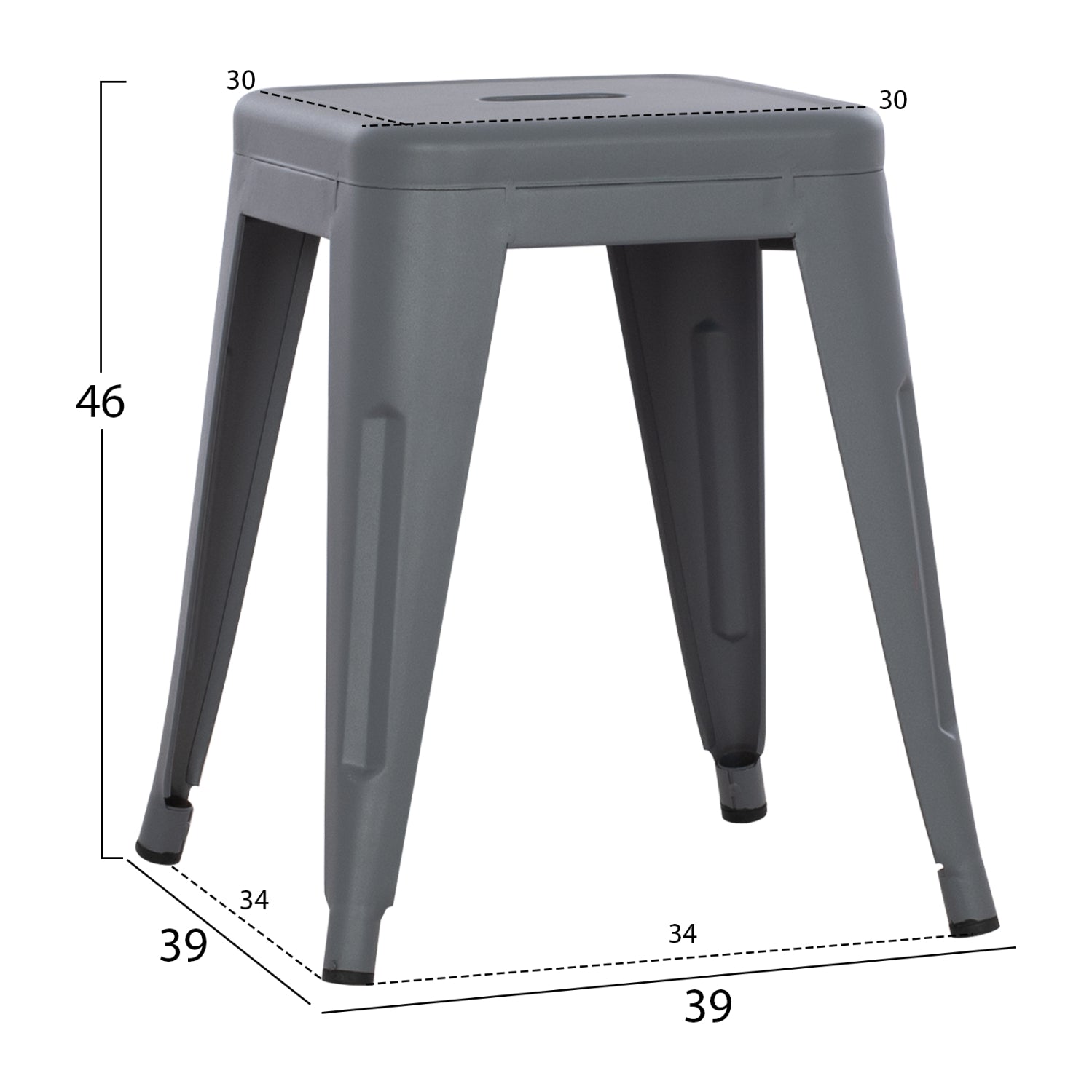 Σκαμπο Μεταλλικο Melita Σε Γκρι Ματ Χρωμα 37X37X45Υεκ.