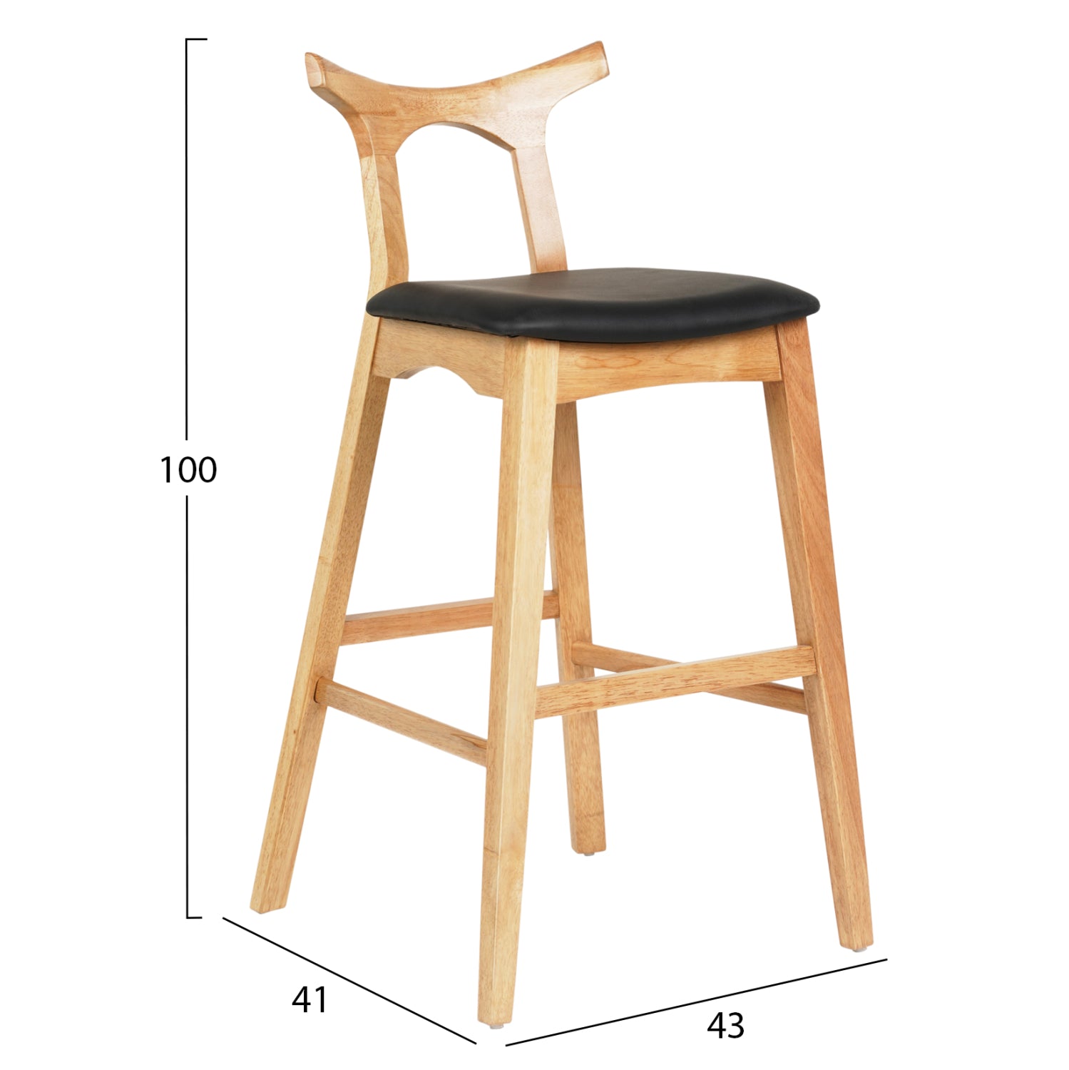 Σκαμπο Μπαρ Usopp Rubberwood Σε Οακ-Μαυρο Pu 43X41X100Υεκ.