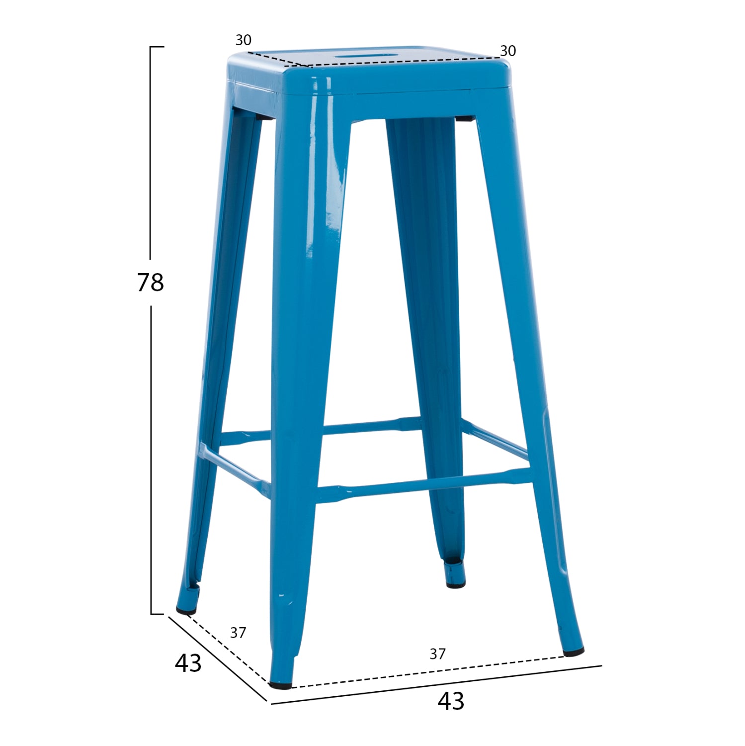 Σκαμπο Μπαρ Μεταλλικο Melita-Pro Σε Μπλε 43X43X78Υεκ.