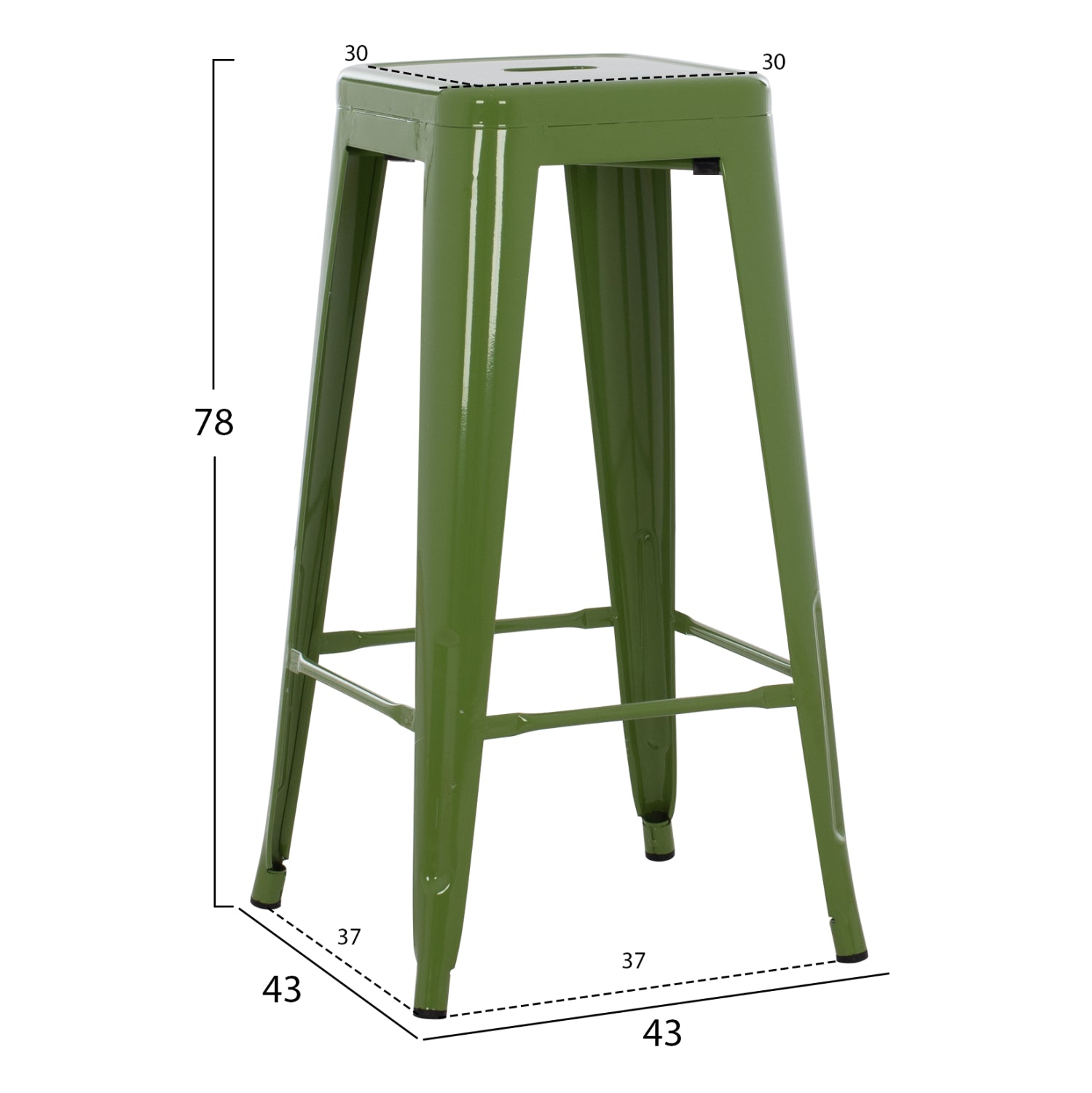 Σκαμπο Μπαρ Μεταλλικο Melita-Pro Σε Light Olive Green 43X43X78Υεκ.