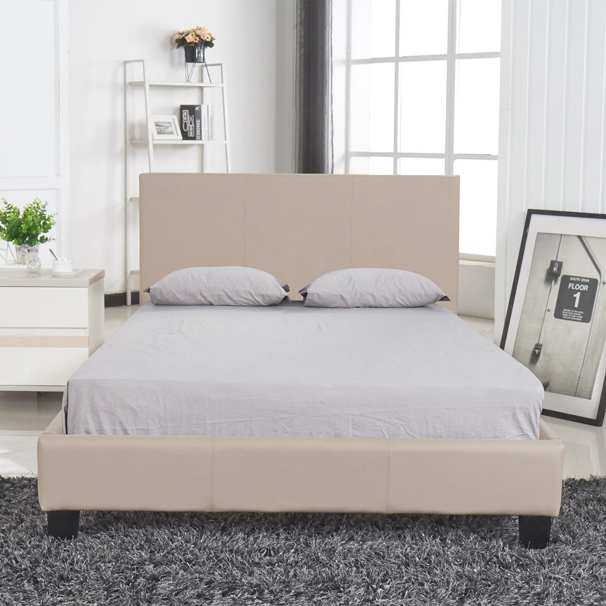 Κρεβάτι ArteLibre AZALEA Capuccino PU 213x131x88cm (Στρώμα 120x200cm)